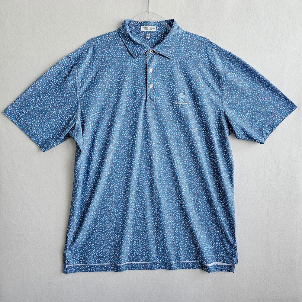 Peter Millar XL Summer Comfort The National Polo Shirt Short Sleeve Blue Birds - Picture 3 of 8